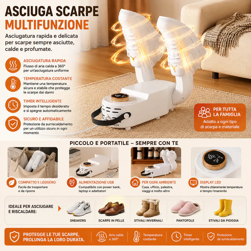 Asciugatrice Elettrica per Scarpe con Timer